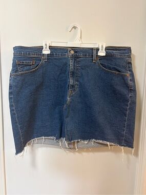 Levi’s Deconstructed Skirt Blue Denim Mini Frayed Hem Pockets Women’s 20W Plus